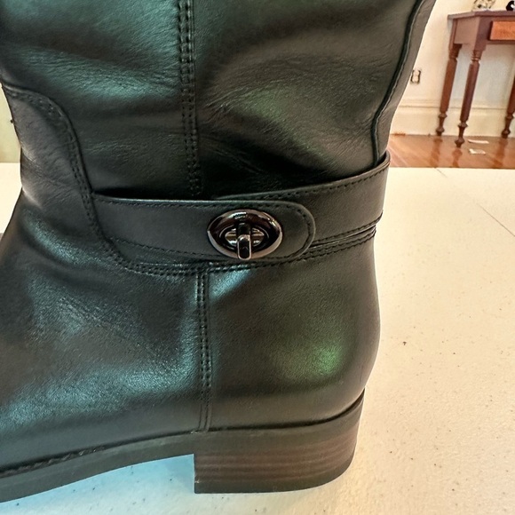 COACH Black Emmie Semi Matte Calf Over the Knee Boot - Picture 5 of 6